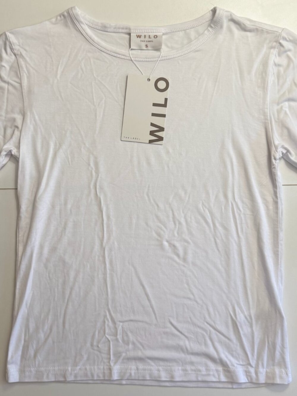 Wilo The Label Baby Tee White Small NWT Fitted Cropped Casual Athleisure Top